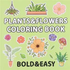 1 PC Bold and Easy Plants & Flowers Coloring Book, Simple Relaxing Designs, Nature-Themed Illustrations for Adults and Teens, Ideal Christmas Gift
