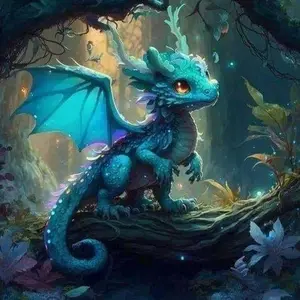 1pcs 5D DIY handmade diamond painting kit, 5D diamond art set, animation, Detailed Little Blue Dragon diamond painting kit full round drill DIY, mosaic, diamond art, DIY art home decoration, gift.