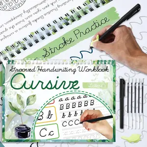 Grooved Cursive Handwriting Workbook with Disappearing Ink Pens Magic  Grooved Cursive Writing Practice for Beginners  Kickoff Student Workbook Homeschooling Supplies (Letters)