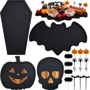 Liliful Halloween Pumpkin Wooden Charcuterie Boards, Bamboo Cheese Board Charcuterie Platter and Serving Tray Plate for Party, Meat and Cheese Tray for Party Decoration