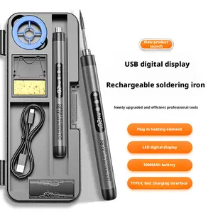 Convenient Welding Tool, USB Digital Display Rechargeable Soldering Iron, Portable Internal Heating Wireless Household 1000mah Soldering Iron. lcd digital adjustable temperature