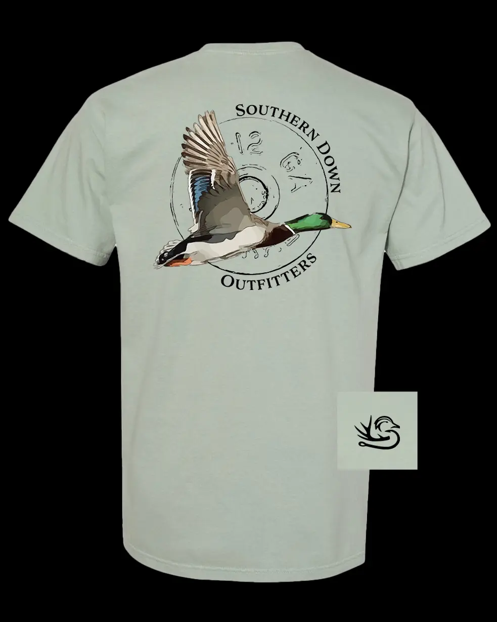 Southern Down Flying Mallard Duck Hunting Tee - Unisex for Men, Outdoor Apparel