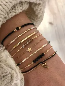 Women's Fashion Ceramic Beaded Bracelet Set, Matching Bracelet, Stretchy Stackable Design, Perfect for Daily Wear & Parties, Elegant Jewelry Gift Idea