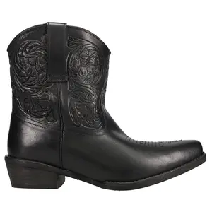 ROPER Womens Dusty Embossed Snip Toe Casual Boots Ankle Low Heel 1-2" - Black