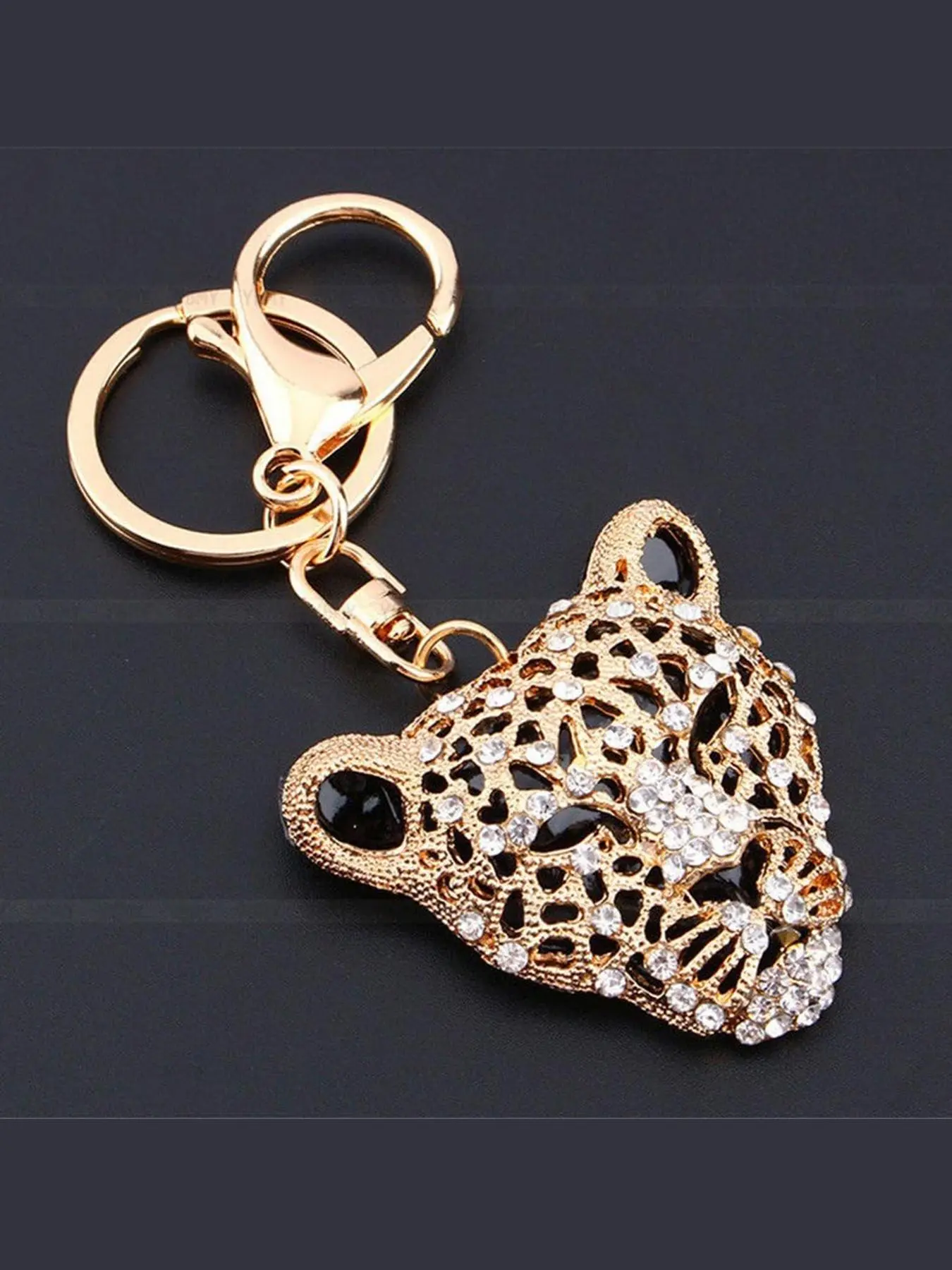 Leopard Head Design Keychain, Rhinestone Decorated Keychain for Women & Men, Fashion Accessories for Daily Use, All-match Keychain for Birthday Gift, Bling Bling Keychains, Sparkling Keychain, Stylish Keyring