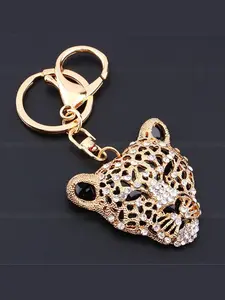 Leopard Head Design Keychain, Rhinestone Decorated Keychain for Women & Men, Fashion Accessories for Daily Use, Trendy All-match & Exquisite Keychain for Birthday Gift, Bling Bling Keychains, Fashionable Alloy Keychain