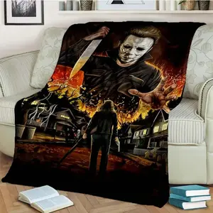 2025New Blanket Halloweentheme Horror Movie Blanket Horror Characters HD Horror Movie Game Halloween Gift Blanket Michael Myers Sofa Bed Decor Warm Flannel for Outdoor Picnic Car