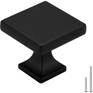5 Pack Black Cabinet Knobs Matte Black Square Dresser Drawer Knobs Zinc Alloy Kitchen Cabinet Hardware