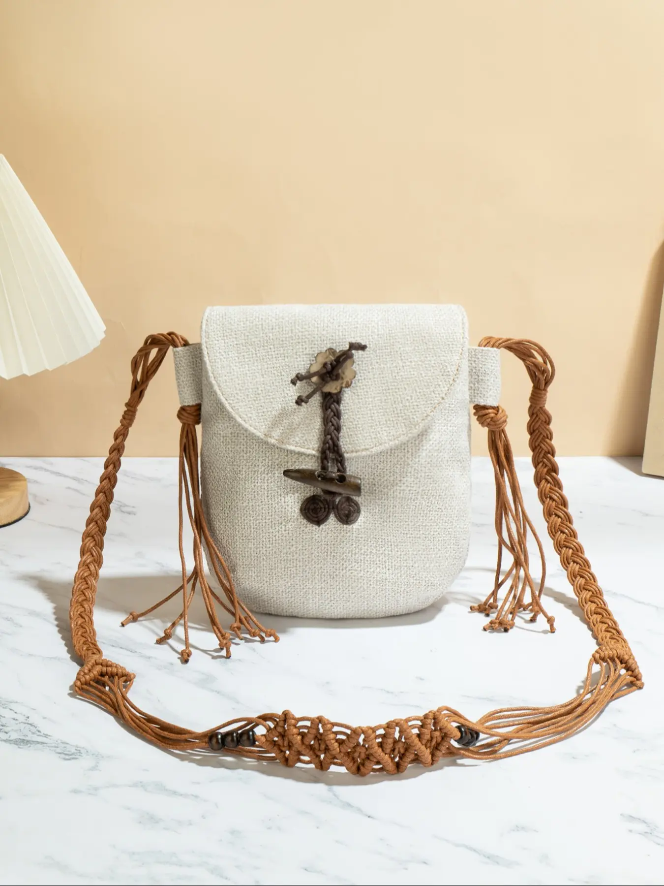 Bohemian Ethnic Style Handwoven Crossbody Bag, Unique Design Original Style Plain Color Handmade Woven Strap Phone Bag, Bohemian Casual Purse, Casual Trendy Bag
