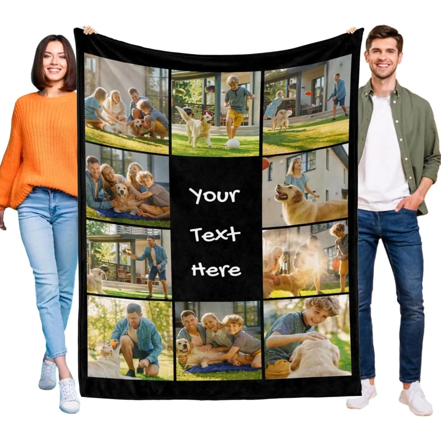 Custom Blanket with Photos Text Personalized Blankets and Throws 10 Photos Customized Fleece Picture Blanket for Adult Kid Funny Birthday Gifts for Couple Wife Husband Family