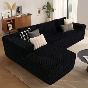 【2Packge Delivery】Viral Cloud Couch with L Shaped Couch Oversized Modern Modular Sectional Sofa Set with Deep Seat Plush Corduroy Upholstered Couches for Living Room Bedroom, Wassily Chair，No Assembly Required