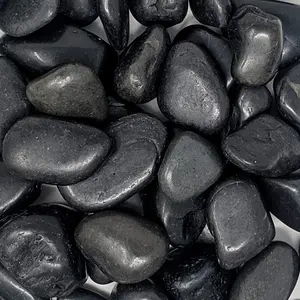 Decorative Polished Black Pebbles 1" to 3" Size (10-lb Bag)