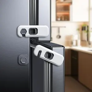2 Pack  Proof Refrigerator Lock, Fridge Locks for  with Sticky Adhesive Pads,  Safety Locks for Doors, RV Refrigerator, Oven Lock  Safety  Cabinet Locks (Grey)