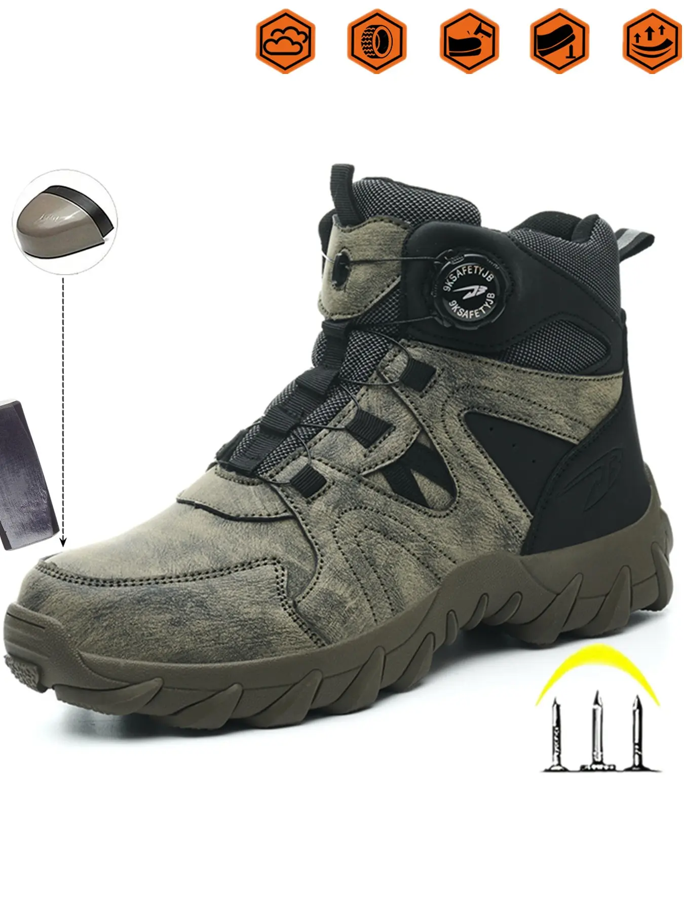 Men Women Safety Boots, Euro Standard Steel Toe Kevlar, Anti-Slip Rubber Sole, Striped Textile Upper, Casual Workwear, Steel Toe Workshoes, Work Protective Shoes, Safety Workboots, Steel Toe Footwear, Nonslip Work Shoes