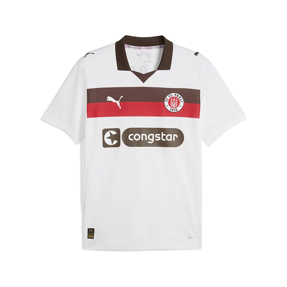 PUMA Mens Fc St. Pauli 2526 Away Short Sleeve Jersey Casual - Brown, White