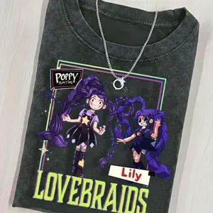 Lily Lovebraids Poppy Playtime T-Shirt, Poppy Playtime Game Character Tee, Horror Indie Game Fan Shirt, Creepy Cartoon Gamer Graphic Tee C
