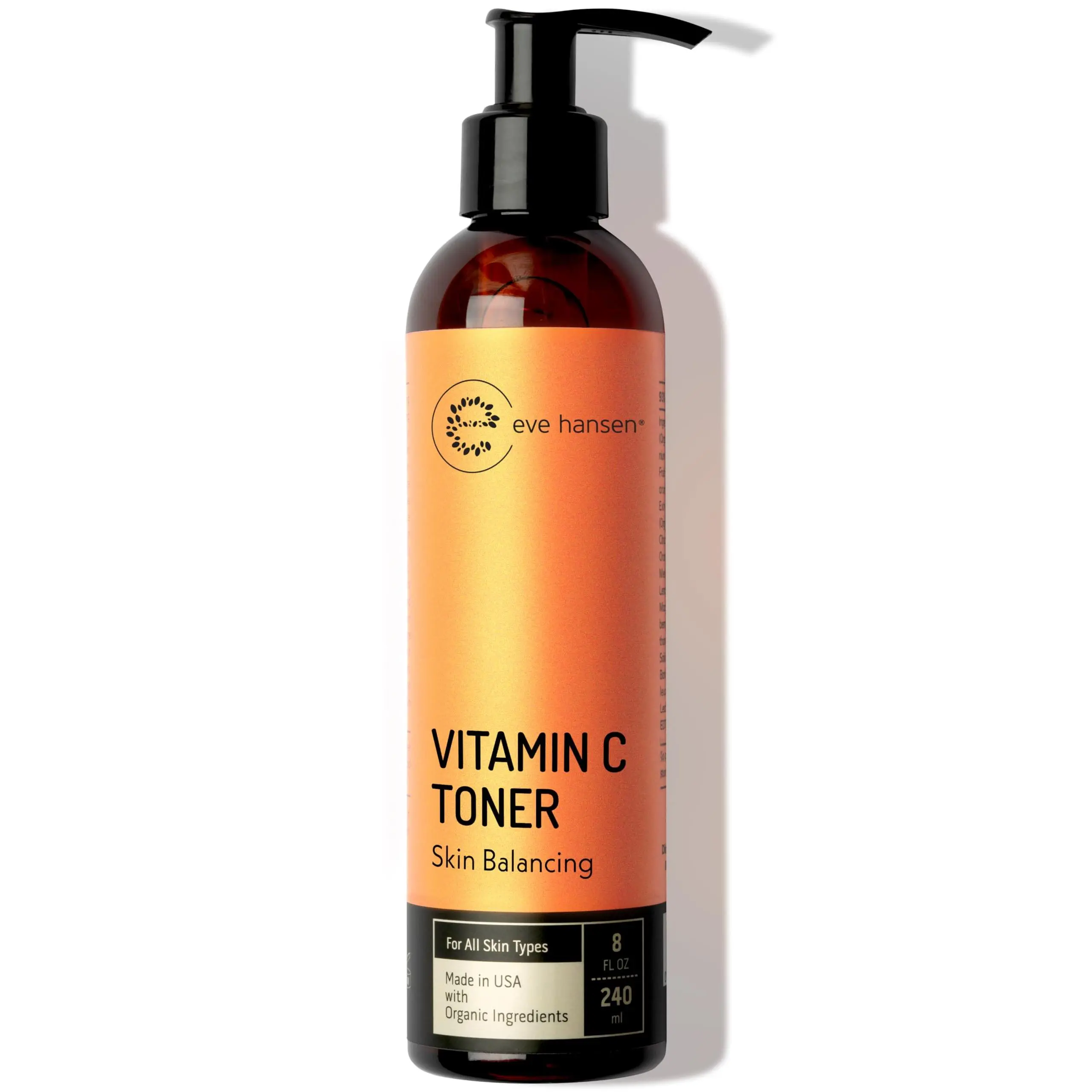 Eve Hansen Vitamin C Toner for face | 8 oz Hydrating Facial Toner & PH Balanced Pore Minimizer with Aloe, Citric Acid & Tea Tree | Skin & Face Toner for All Skin Types & Even, Clear Skin