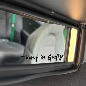 5pcs Trust in God Mirror Sticker, Car Rearview Mirror Decal Safe Driving Stickers Funny Auto Vinyl Window Decals for Men Women