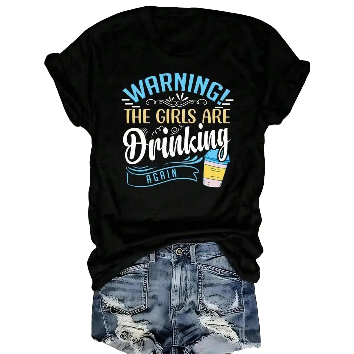 Women'S Funny Drinking T-Shirt - "WARNING: THE ARE DRINKING" Vintage Humor Graphic Tee With Beer Mug Design - 100% 180gsm Soft Round Neck Sh