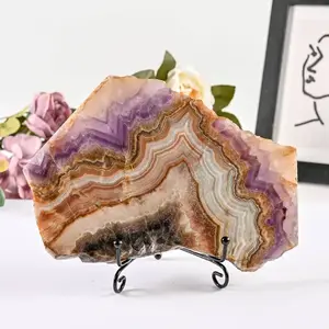 Amethyst Lace Agate Slice 1000g Natural Marble Patterned Stone for Home Office Decor Unique Holiday Gifts Luxurious Jewelry Decorative Stones Crystal