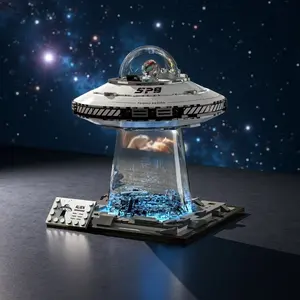 Creative Space UFO Galaxy Interstellar Spaceship BuildingKit Collectible Starship Construction Blocks STEMEducational Toy Spring Easter Gift for Kids 8-12 Boys GirlsAnimation Fans