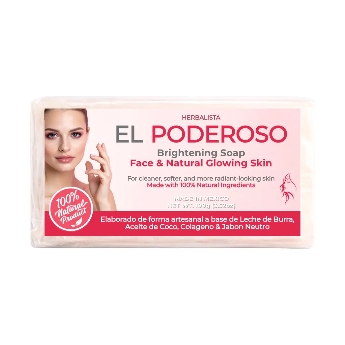 EL PODEROSO Glow Luxe Bar - Beauty Soap for Face & Body 100g Made with Donkey Milk Coconut Oil & Collagen 100% Natural Ingredients