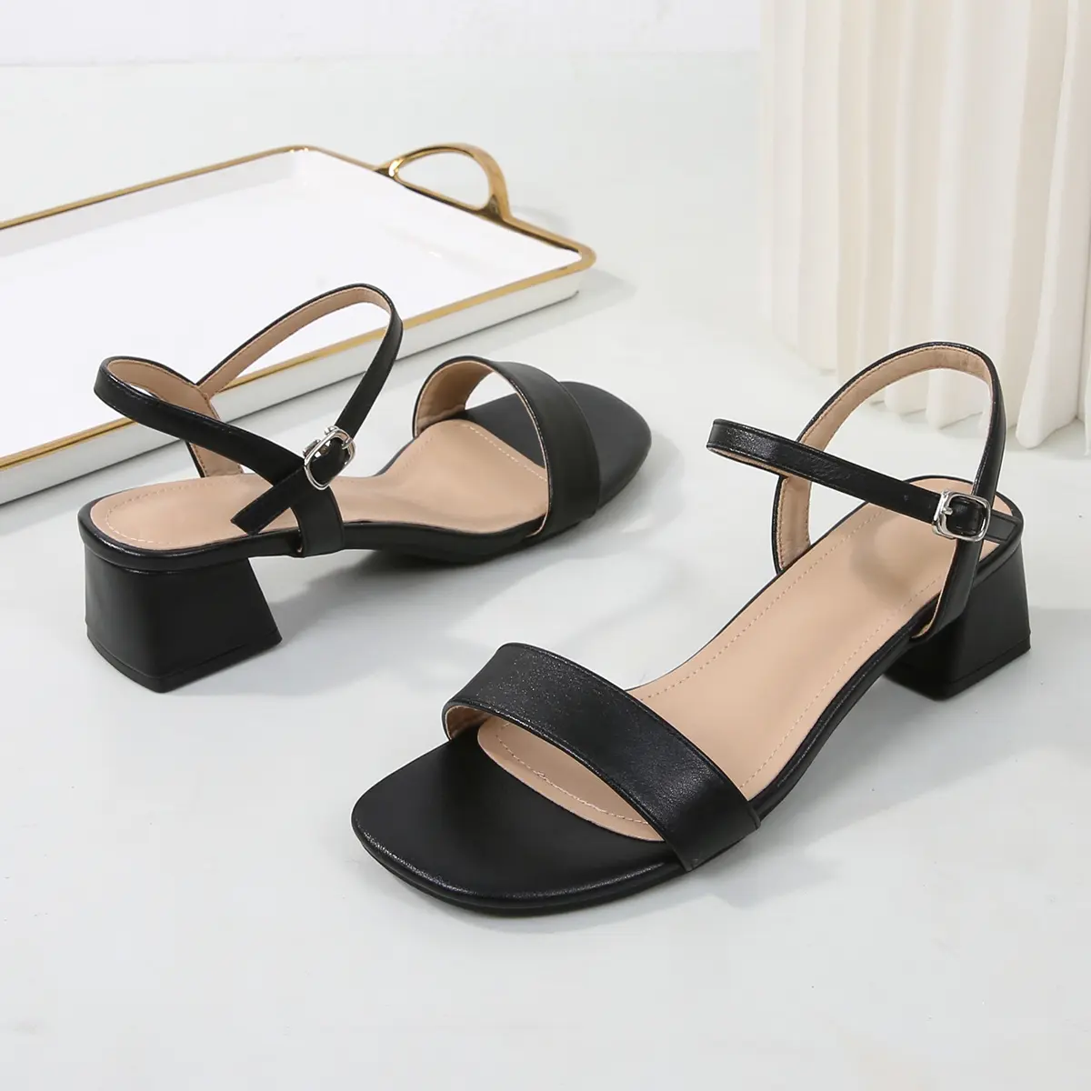 CushHide Women's Low Wedge Sandals - Casual Open Toe Summer Shoes, Adjustable Ankle Buckle, Lightweight Comfortable, Low Heel (1-3 cm), Low Wedges