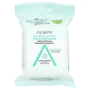 Almay Makeup Remover Cleansing Towelettes, With Witch Hazel, 25 Wipes