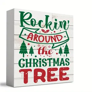 1pc, Merry Christmas Rocking Around The Christmas Tree Foam PVC Desktop Ornament, Home Decor, Party Decorations Supplies, Art Craft Ornament, Holiday Accessory