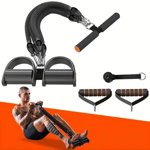 120lbs 4-Tube Multifunctional Pedal Puller Rope - 2 Handle, 2 Door Latch Resistance Band for Waist, Arm, Leg Training - Home Fitness Equipment