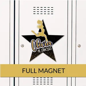 Cheer or Dance Team Star Locker Magnet - Customized Decor for School Lockers & Metal Doors, Full Magnet Backing for Easy Attachment & Repositioning