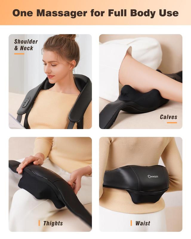 KNQZE KNB1 Cordless Neck and Shoulder Massager with Graphene Heating & 4D Shiatsu Kneading for Back Shoulder Leg Pain Relief Portable Massage Machine Gift for Dad Mom Friend
