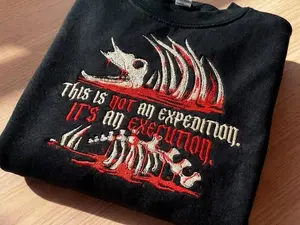 Iron Lung Embroidered Sweatshirt, Markiplier H0rr0r Design, Skeleton Blood Embroidery Hoodie, Black Red Aesthetic,Ready to Ship