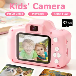 Popular Small Camera Cartoon Camera with 32GB SD Card, Dual Camera,Camera Toy with Game Functions Christmas/Birthday Gift for Boys/Girls