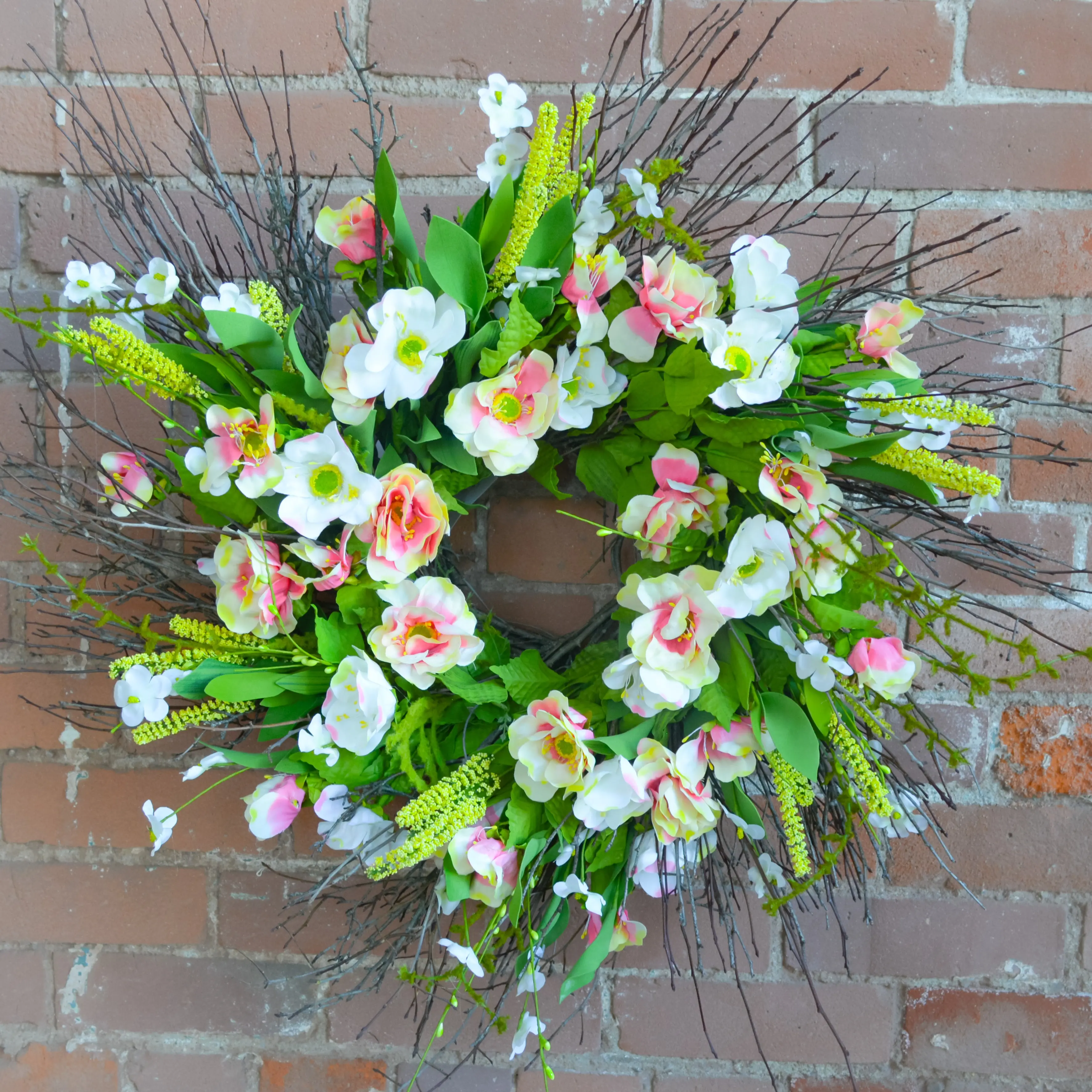 Crafted In the USA. 24" Wild Rose Twig Wreath