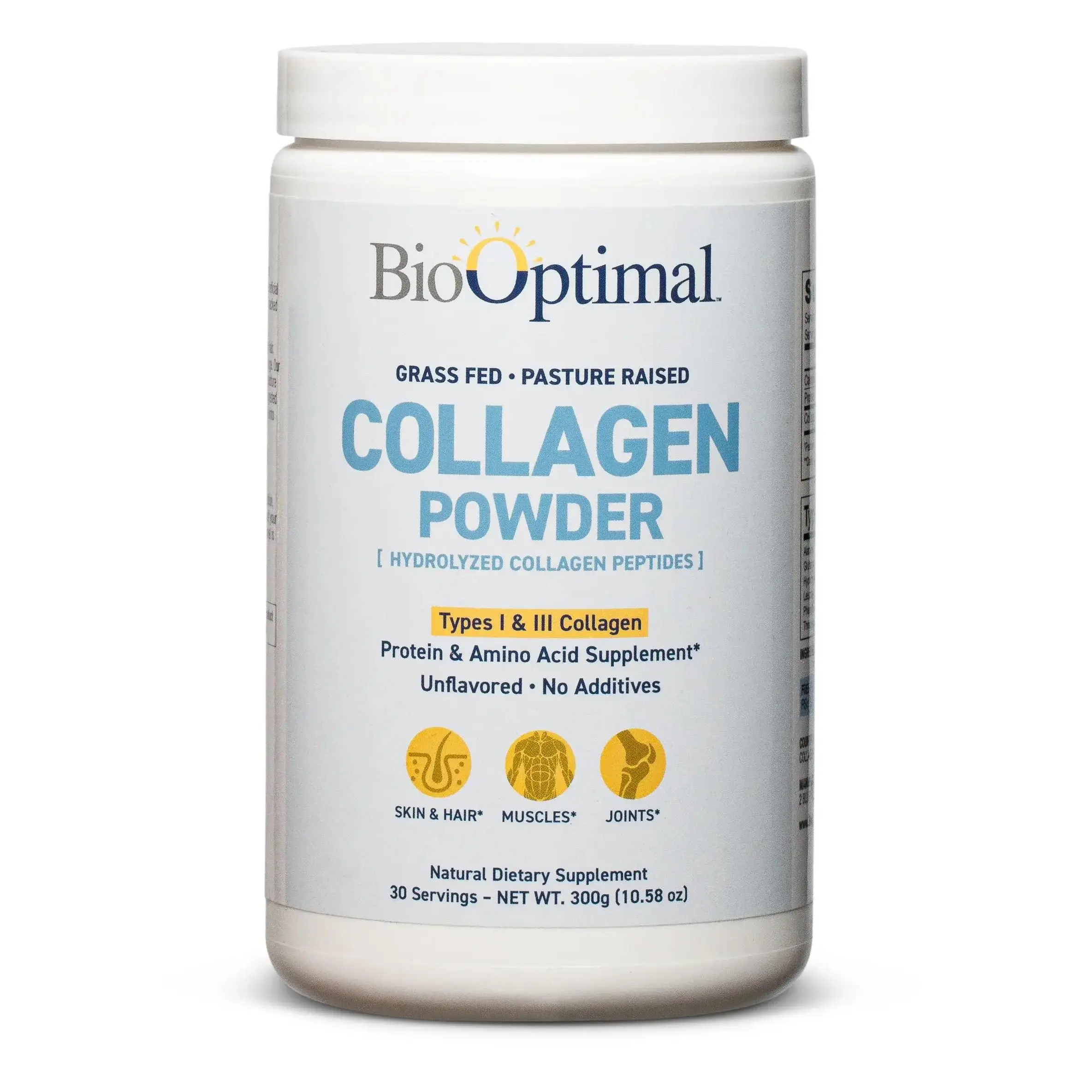 BioOptimal Collagen Powder (30 Serving) - Promotes Hair, Nail, Skin, Bone and Joint Health, Zero Sugar, Unflavored