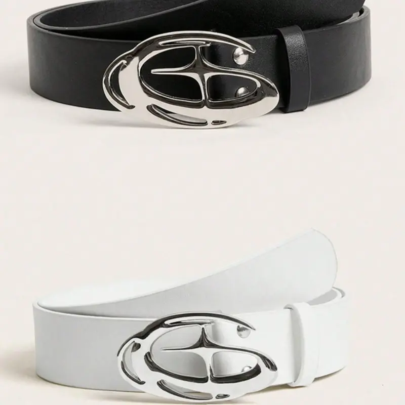 Men's Star-Pattern Metal Buckle Belt, Pu Leather Belts, Casual Style Belts, Cool Belts, Fashion Street-Style Strap for Students, Daily Commute and Nightclub Wear, Belt With Buckle