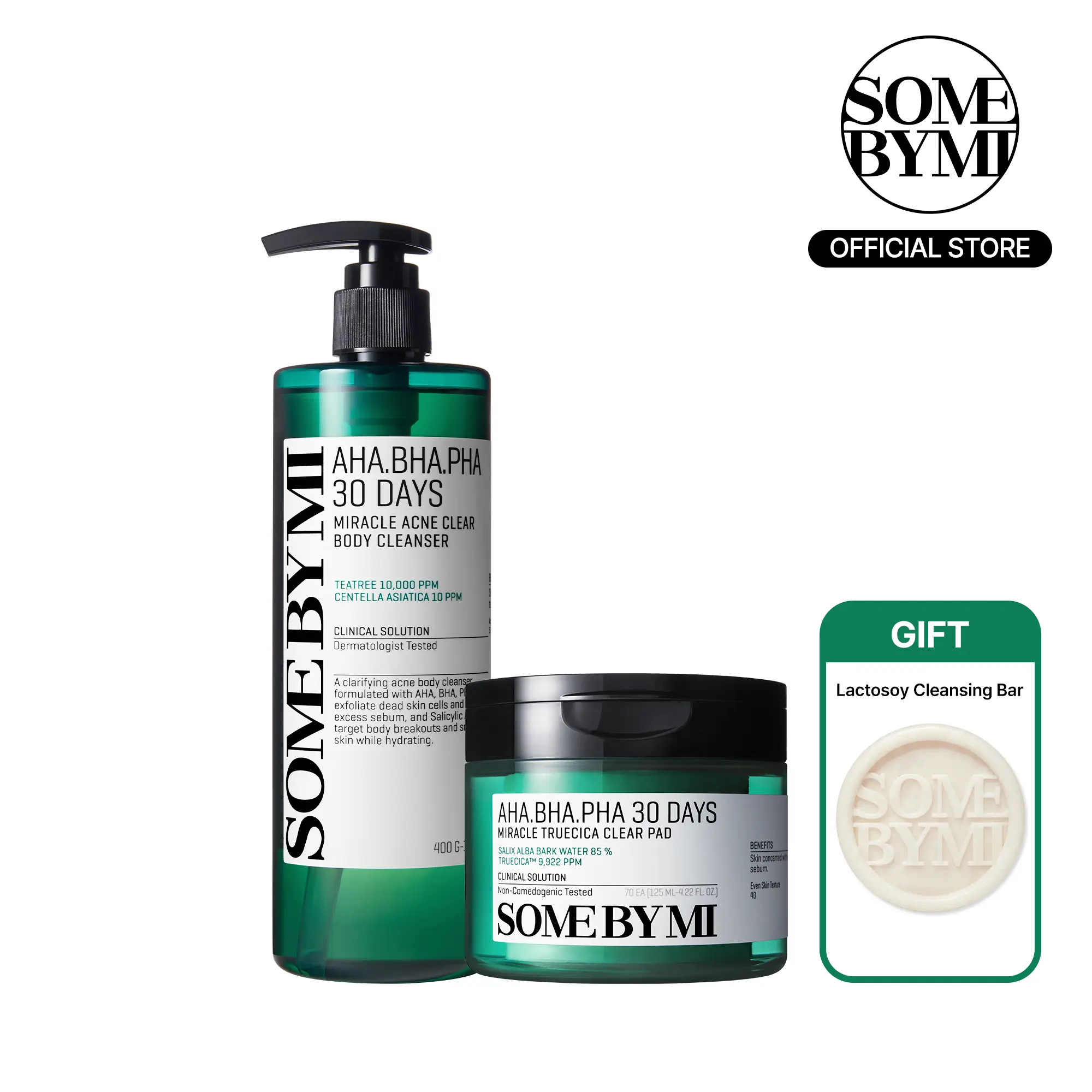 Korean Exfoliating Body Care Duo - Korean Skincare - AHA BHA PHA Body Wash - Salicylic Acid Pad Kit for Dark Armpit Whitening, Body Exfoliation Care