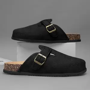 Unisex Genuine Suede Clogs - Footwear with Soft Cork Footbeds, Leather Mules Design, Arch Support, Comfortable "Potato Shoes"