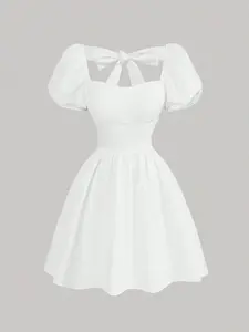 🎀 Solid Color Back Bow Tie Dress | Elegant Women’s Outfit with Flattering Fit, Perfect for Date Night, Party & Special Occasions ✨