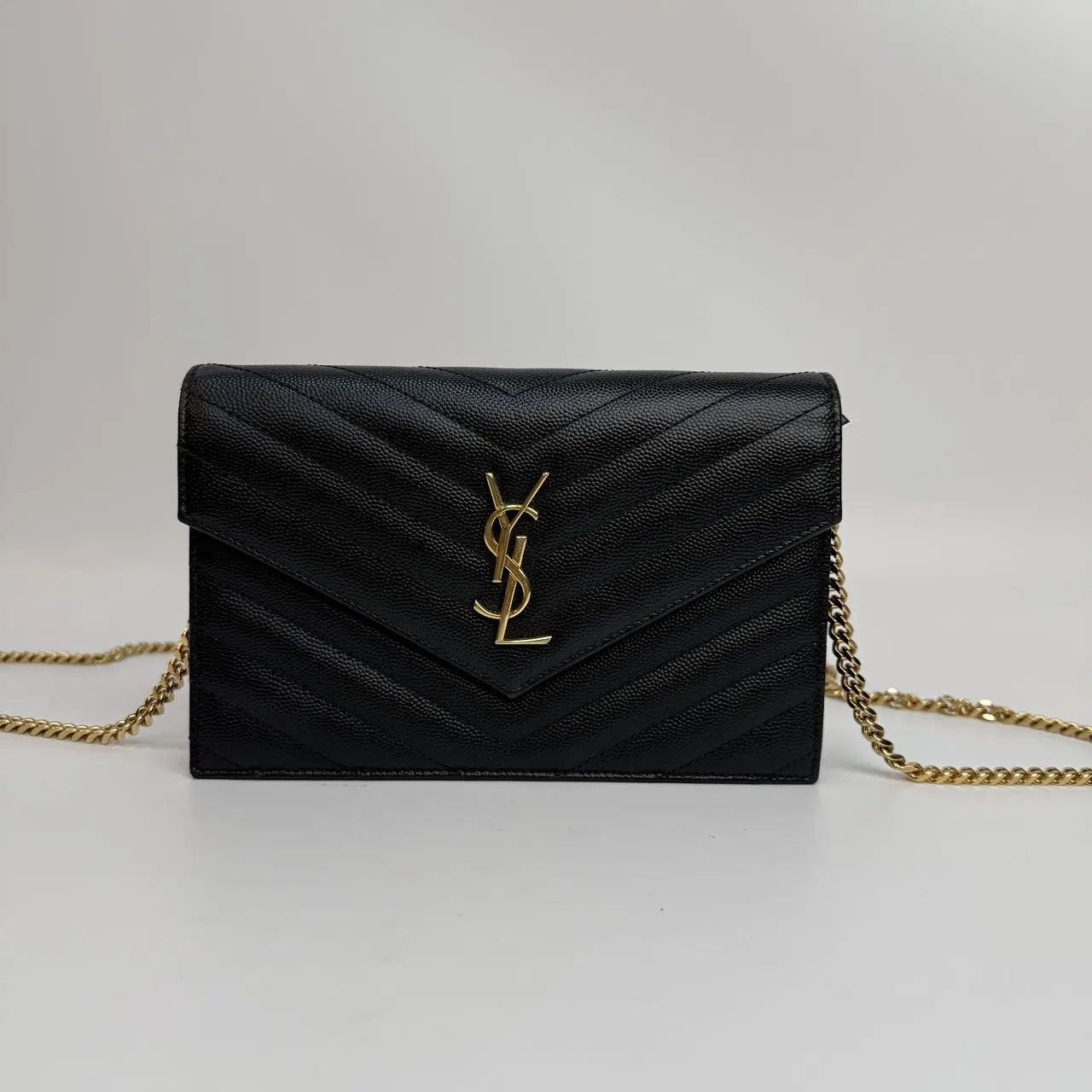 Pre-owned Yves Saint Laurent leather Crossbody Bags YSL Envelope Bag black XP01989【BF 12Z】