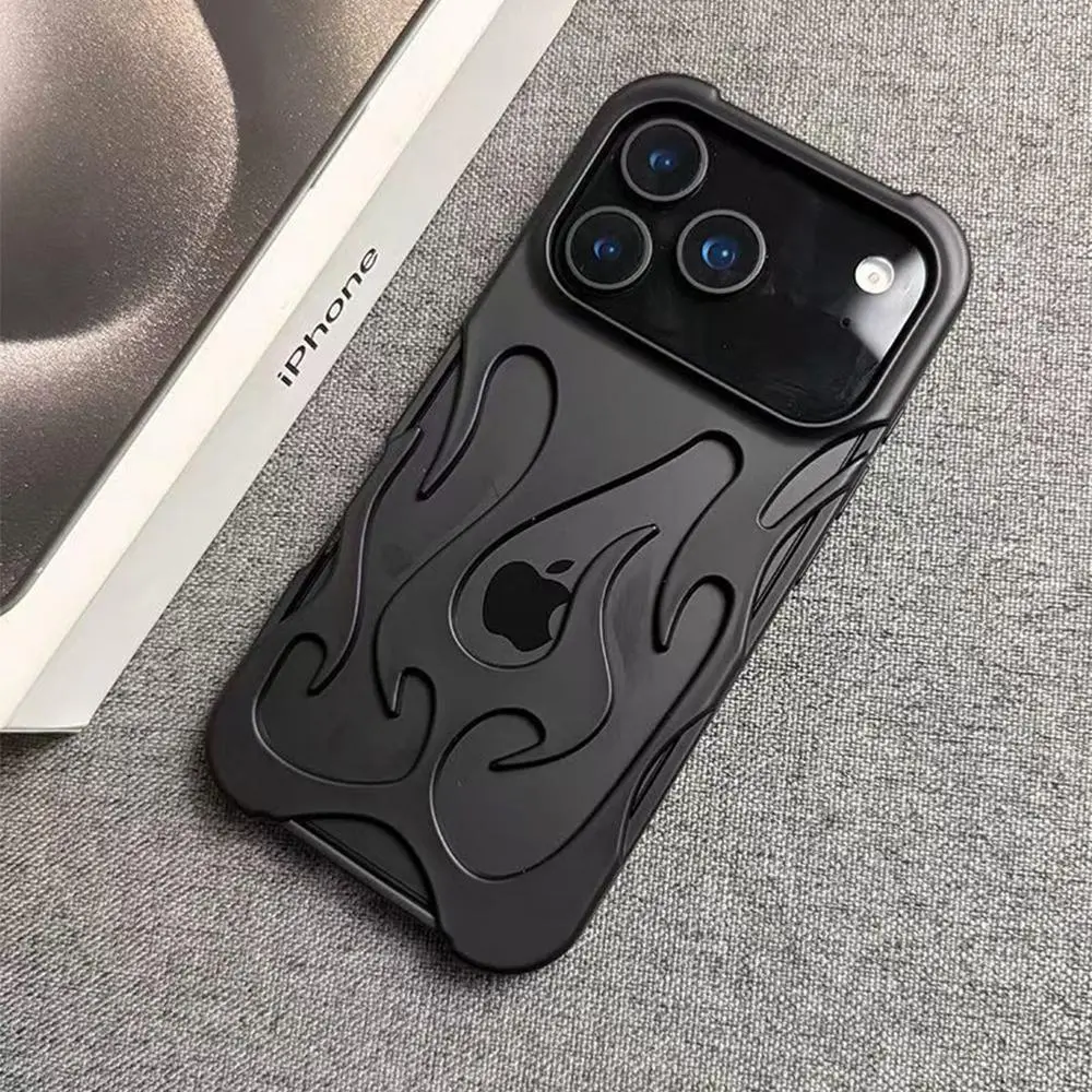 New Skin-Friendly Hollow Design Flame Pattern Anti-Drop TPU Phone Case For iPhone 17 16 15 14 13 12 11 Pro Max 16 Plus Air Cover