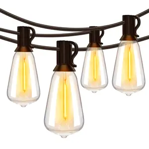 Ollny Outdoor String Lights ST38 Vintage Bulbs, Shatterproof Connectable Patio Lights, 2200K Warm White Waterproof Outside Hanging Light for Yard Camping Gazebo Porch Balcony Wedding  Backyard Garden Party Decor