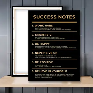 1pc Wooden Framed, Inspirational Office Wall Art Canvas Painting - Motivational Entrepreneur Quotes Posters, Black and Gold Quote Art Poster Print Wall Pictures, Ideal For Bedroom, Office, Living Room, Wall, Room, Home Decoration