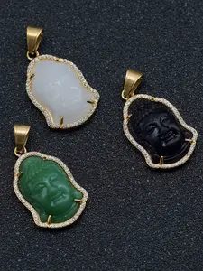 Elegant Jade Buddha Statue Pendant Necklace, Religious Amulet Jewelry for Men & Women, Spiritual Protection Accessory, Pendant Design