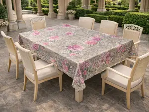 Luxury European Rose Floral Table Mat with Lace Edge Vintage Elegant Dining Table Cover Waterproof Oil-Resistant Placemat for Home Wedding Party Aesthetic Kitchen & Luxury Home Decor