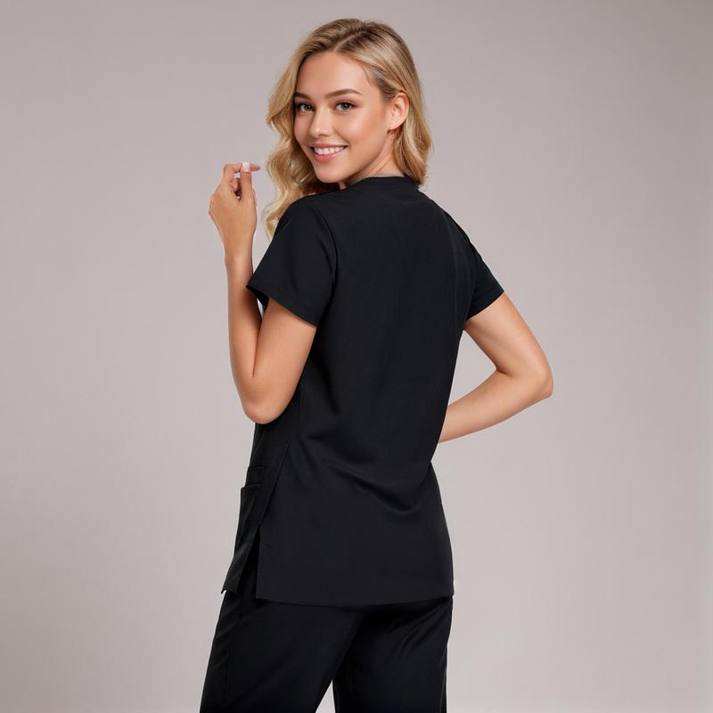 Women's Scrub Set - Flexible V-Neck Top & Jogger Pants Featuring 8 Pockets