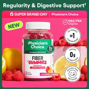 Physician’s Choice Fiber Gummies for Digestive Health & Regularity - HSA/FSA Eligible - No Sugar Added & Vegan - Daily Gummy for Adults