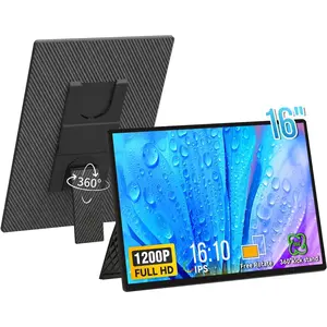 Portable  16" 1200P FHD Laptop Screen Extender, Horizontal Vertical Monitors with Detachable Kickstand, Built-in Speakers, Plug & Play  Gaming Travel  for Wins  Chrome Phone