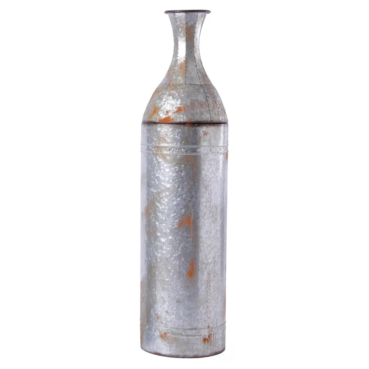Vintiquewise 43-in Vintage Galvanized Metal Floor Vase - Large, Antique, Rustic Farmhouse Style for Floral Decor, Table & Home Garden Pot/Planter Supply